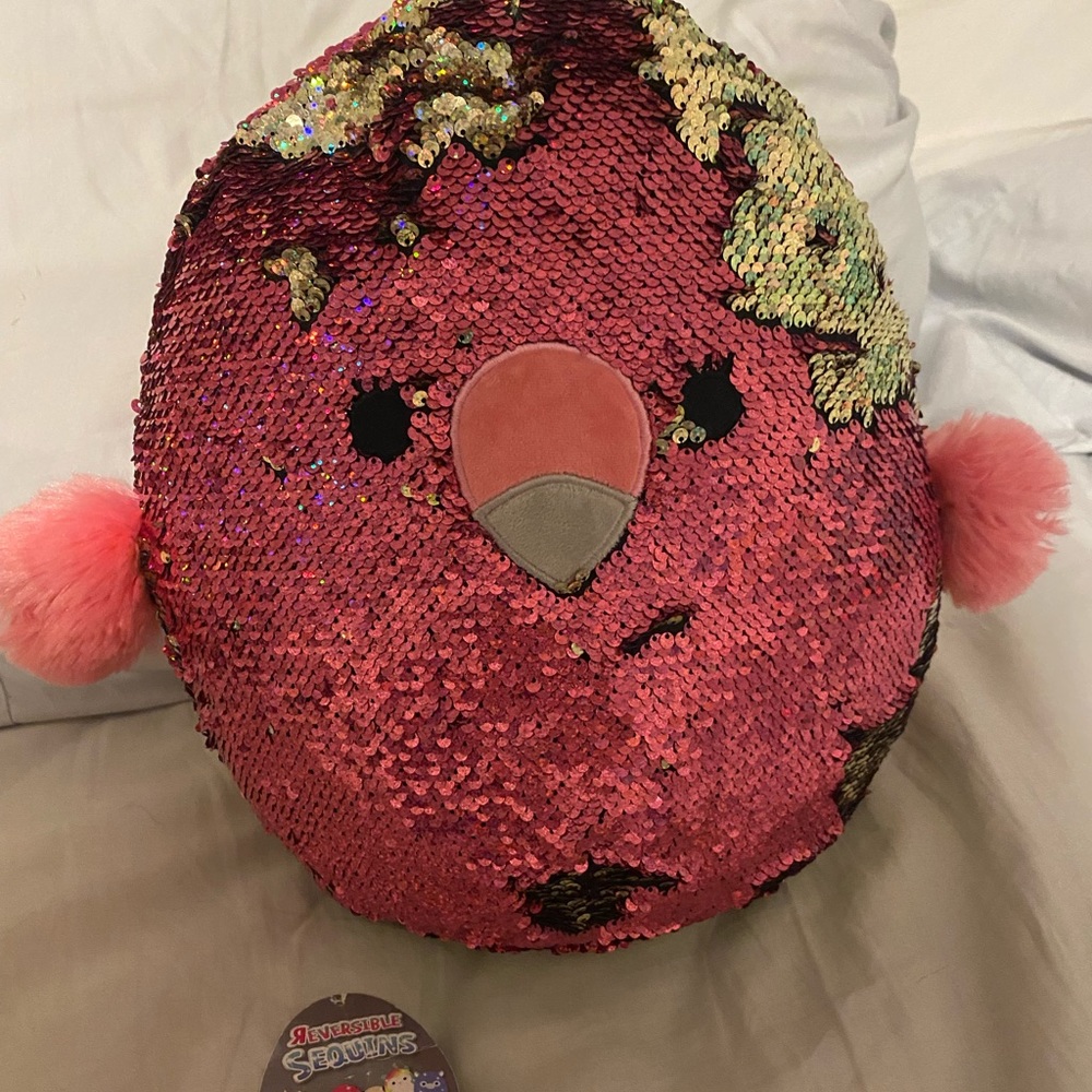 Squishmallow Flamingo Sequins Reversible 12" Pink & silver plush Toy Animal